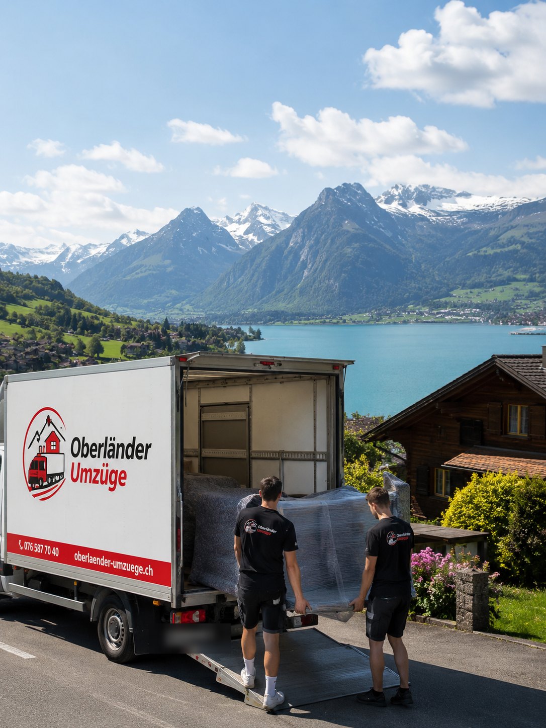 Oberländer Umzüge – Team lädt einen Umzugs-LKW in Thun